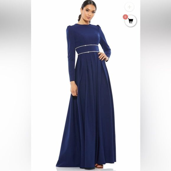 Mac Duggal Dresses & Skirts - NWT Ieena for Mac Duggal A-LINE RHINESTONE WAIST EVENING GOWN Midnight Size 14